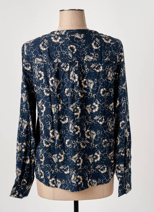 Chemisier imprimé fleurs manches longues bleu ICHI femme