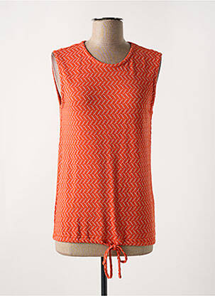 Pull stretch sans manche orange GEISHA femme