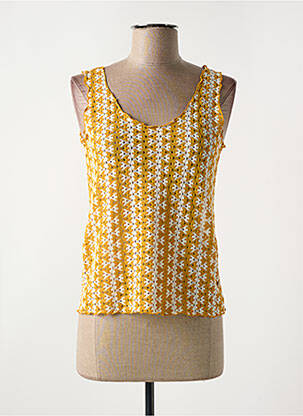 Pull maille ajourée sans manche jaune LES TROPEZIENNES PAR M.BELARBI femme