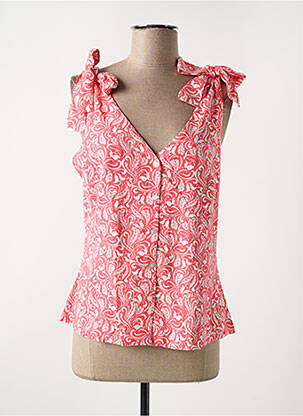 Top coupe cintrée sans manche rose ICHI femme
