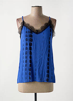 Top tissage crêpe fines bretelles bleu FREEMAN T.PORTER femme