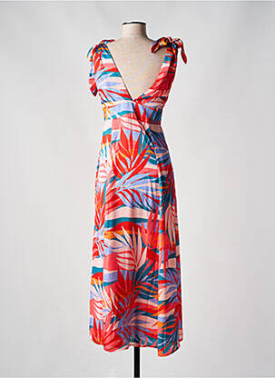 Robe longue manches bretelles ajustables fines bretelles orange MOLLY BRACKEN femme