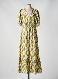 Robe longue imprimé fantaisie manches courtes vert GEISHA femme