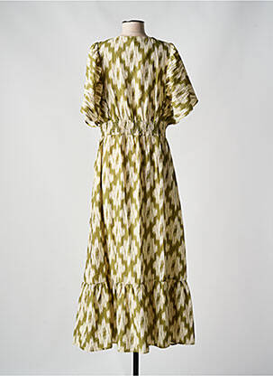 Robe longue imprimé fantaisie manches courtes vert GEISHA femme