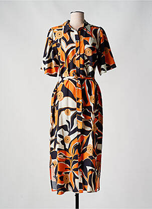 Robe longue manches courtes manches courtes orange GEISHA femme