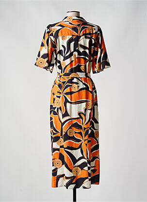 Robe longue manches courtes manches courtes orange GEISHA femme