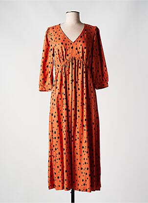 Robe longue coupe cintrée manches 3/4 orange WHITE STUFF femme