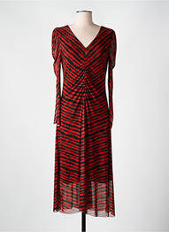Robe mi-longue manches longues manches longues orange ICHI femme