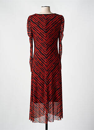 Robe mi-longue manches longues manches longues orange ICHI femme