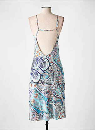 Robe mi-longue col v fines bretelles bleu FREEMAN T.PORTER femme