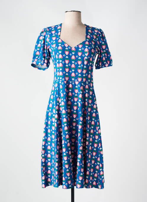 Robe mi-longue imprimé fantaisie manches courtes bleu BLUTSGESCHWISTER femme