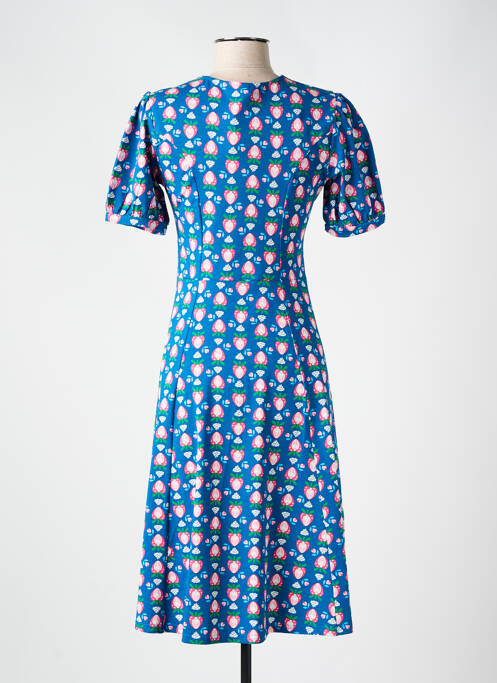 Robe mi-longue imprimé fantaisie manches courtes bleu BLUTSGESCHWISTER femme