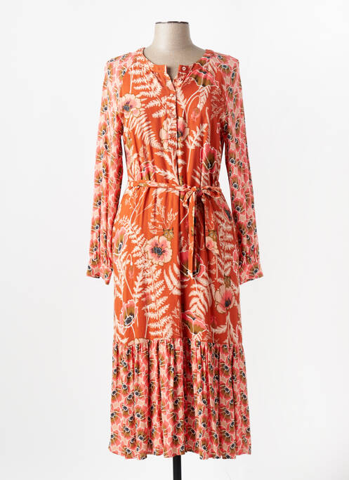 Robe longue imprimé fleurs manches longues orange WHITE STUFF femme