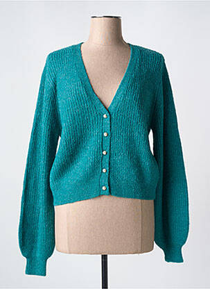 Gilet manches longues vert ICHI pour femme