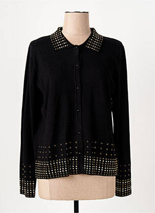 Gilet manches longues fermeture boutonnée sur le devant noir LEO & UGO femme