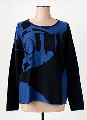 Pull coupe cintrée manches longues bleu NUZINA femme