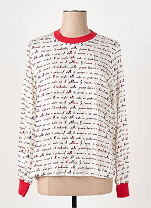 Blouse tissage popeline manches longues blanc TRICOT CHIC femme
