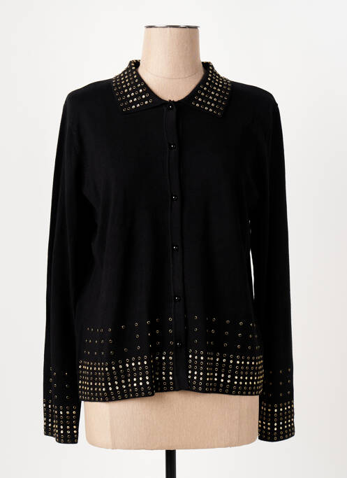 Gilet manches longues fermeture boutonnée sur le devant noir LEO & UGO femme