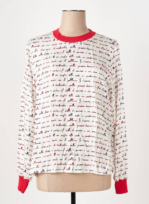 Blouse imprimé fantaisie manches longues blanc TRICOT CHIC femme