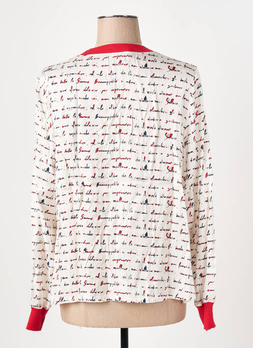 Blouse imprimé fantaisie manches longues blanc TRICOT CHIC femme