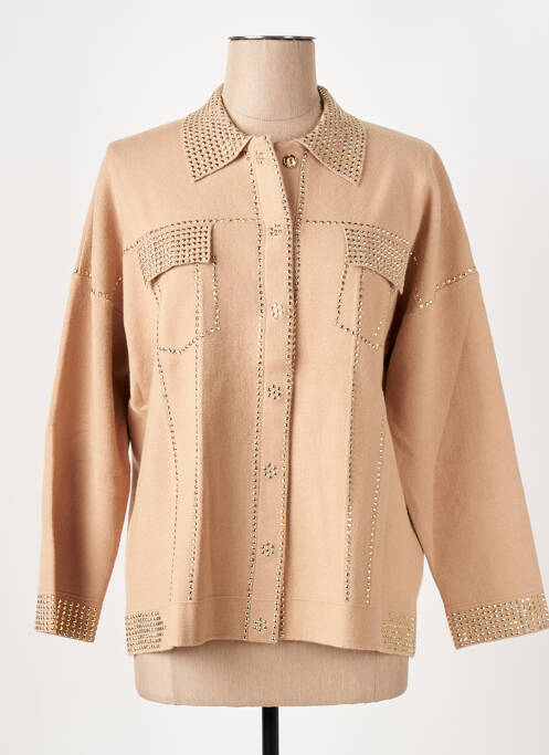 Gilet manches longues beige LEO & UGO pour femme