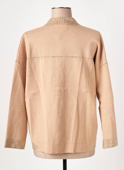 Gilet manches longues beige LEO & UGO pour femme