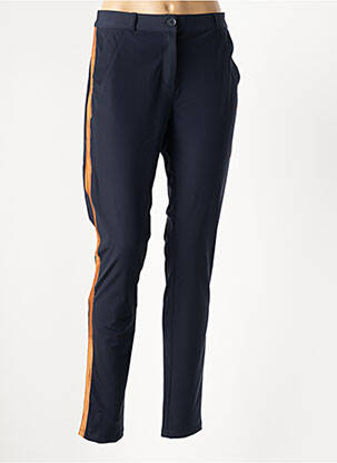 Pantalon slim tissage popeline taille normale bleu HBT femme