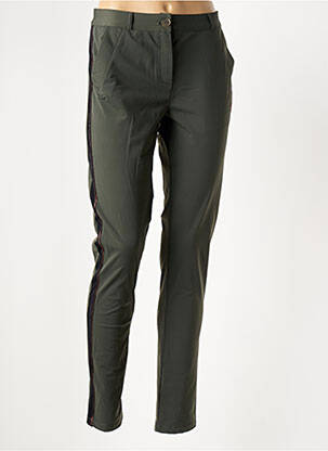 Pantalon slim tissage popeline taille normale vert HBT femme
