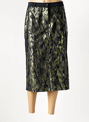 Jupe mi-longue coupe droite vert HBT femme