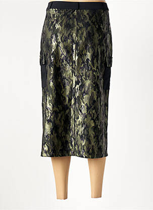 Jupe mi-longue coupe droite vert HBT femme