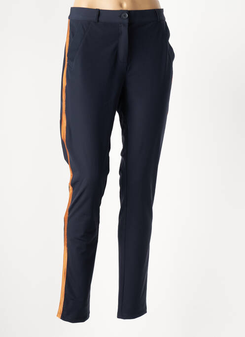 Pantalon slim tissage popeline taille normale bleu HBT femme