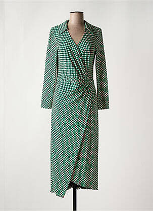 Robe longue manches longues manches longues vert DIANE VON FURSTENBERG femme