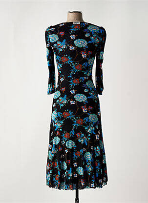 Robe mi-longue imprimé fleurs manches longues bleu DIANE VON FURSTENBERG femme