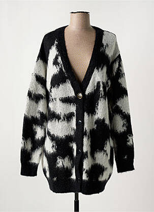 Gilet manches longues maille maille poilu noir MALIPARMI femme