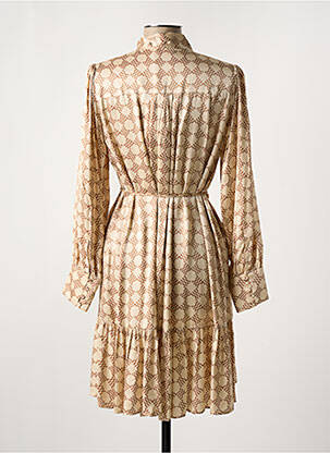 Robe mi-longue imprimé fantaisie manches longues beige NENETTE femme