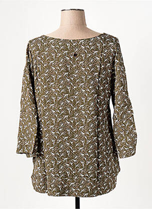 Blouse tissage popeline manches 3/4 vert LE BOUDOIR D'EDOUARD femme