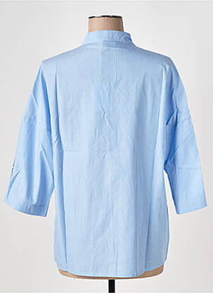 Blouse tissage popeline manches 3/4 bleu LE BOUDOIR D'EDOUARD femme
