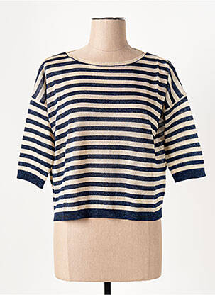 Pull stretch manches 3/4 bleu LE BOUDOIR D'EDOUARD femme