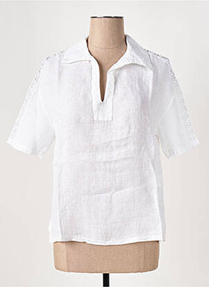 Top tissage crêpe manches courtes blanc LE BOUDOIR D'EDOUARD femme