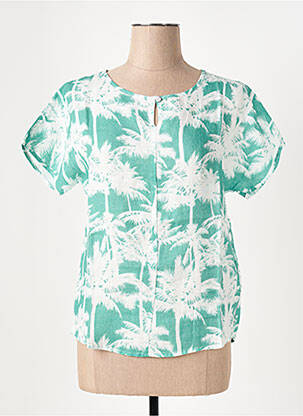 Top tissage crêpe manches courtes vert LE BOUDOIR D'EDOUARD femme