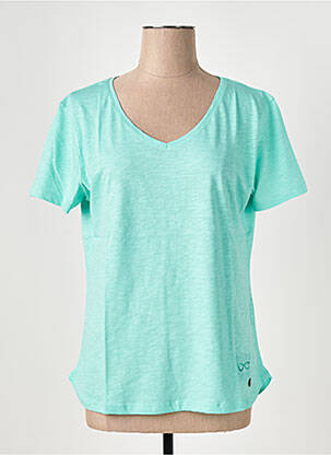 T-shirt col v manches courtes vert LE BOUDOIR D'EDOUARD femme
