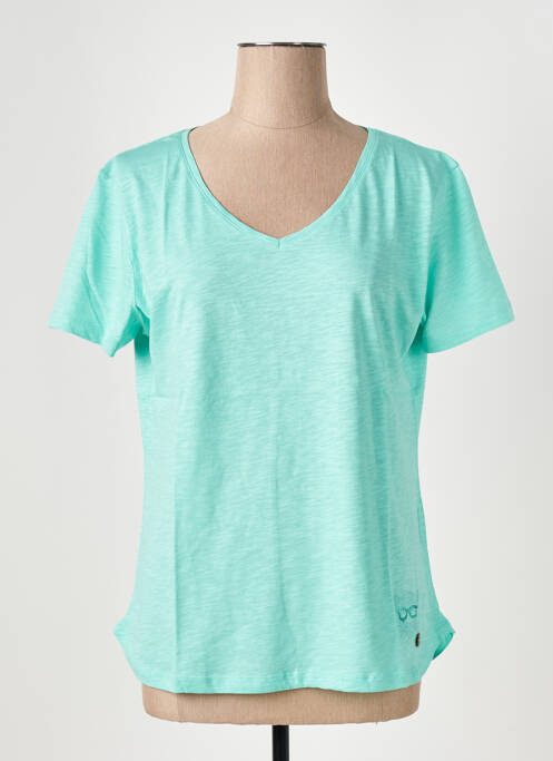 T-shirt col v manches courtes vert LE BOUDOIR D'EDOUARD femme