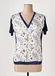 T-shirt col v manches courtes bleu LE BOUDOIR D'EDOUARD femme