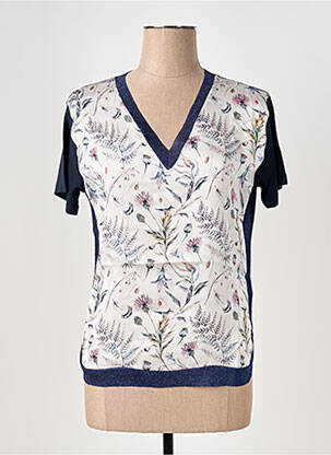 T-shirt col v manches courtes bleu LE BOUDOIR D'EDOUARD femme