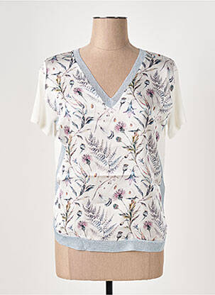 T-shirt col v manches courtes gris LE BOUDOIR D'EDOUARD femme