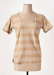 T-shirt col v manches courtes marron LE BOUDOIR D'EDOUARD femme