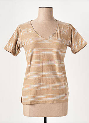 T-shirt col v manches courtes marron LE BOUDOIR D'EDOUARD femme