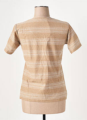 T-shirt col v manches courtes marron LE BOUDOIR D'EDOUARD femme