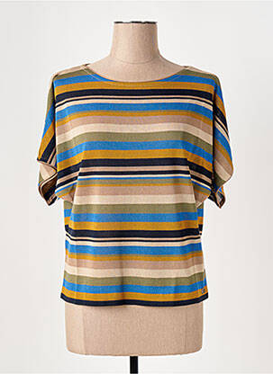 Pull stretch manches courtes bleu LE BOUDOIR D'EDOUARD femme