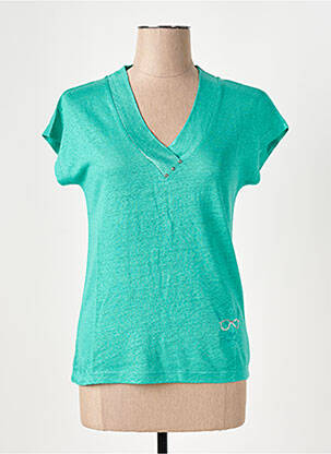 T-shirt col v manches courtes vert LE BOUDOIR D'EDOUARD femme